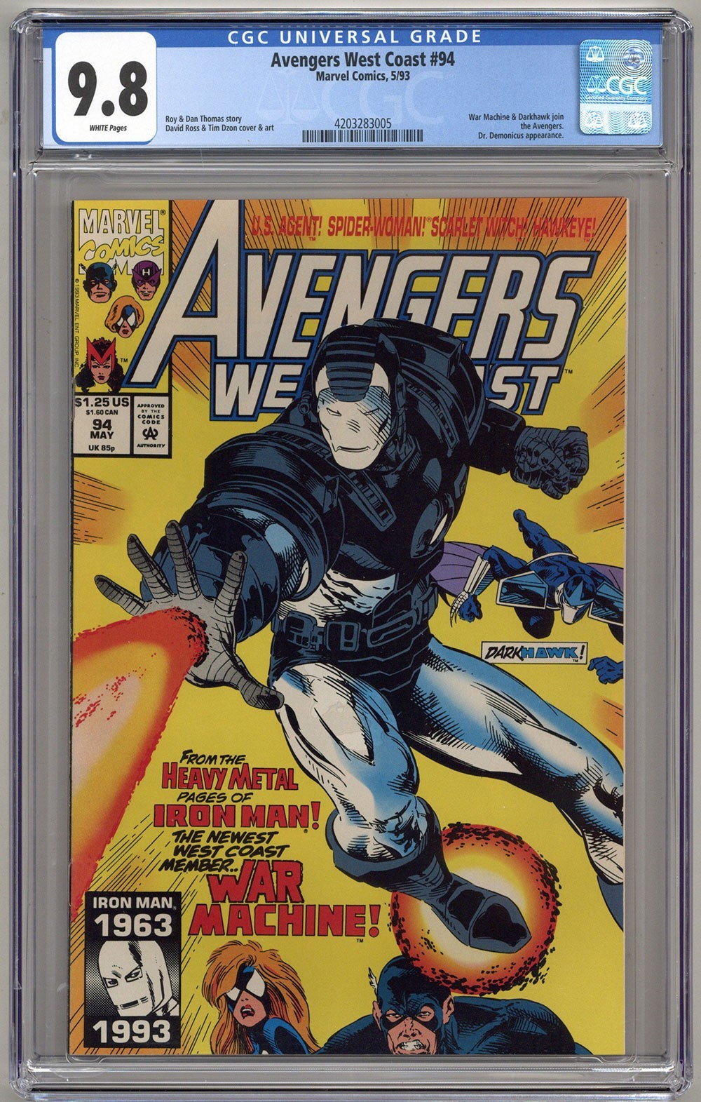 AVENGERS WEST COAST #94 CGC 9.8 WHITE PAGES MARVEL COMICS 1993
