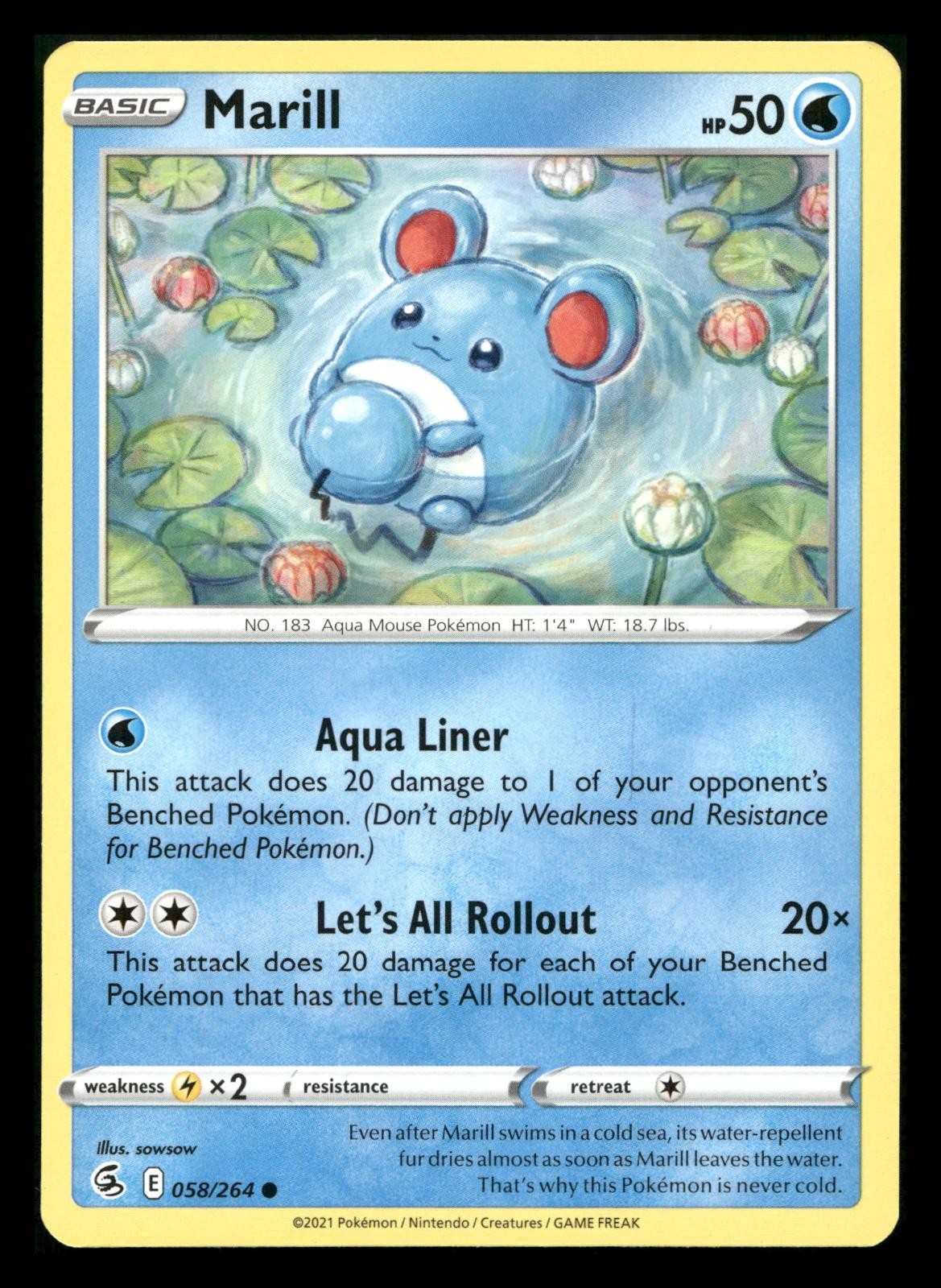 MARILL 058/264 COMMON FUSION STRIKE POKEMON NEAR MINT