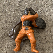 Orange & Black Masked Armored Warrior Plastic Figure w/ Cape & Shield -Willow