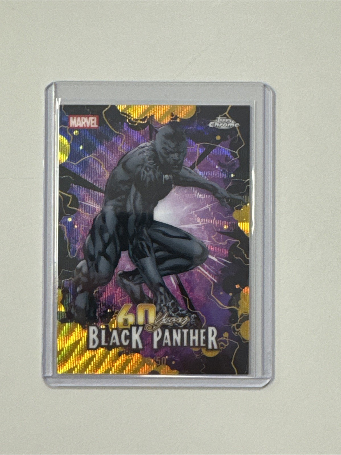 2026 Topps Chrome Marvel 60 Years Of Black Panther Gold Wave /50 