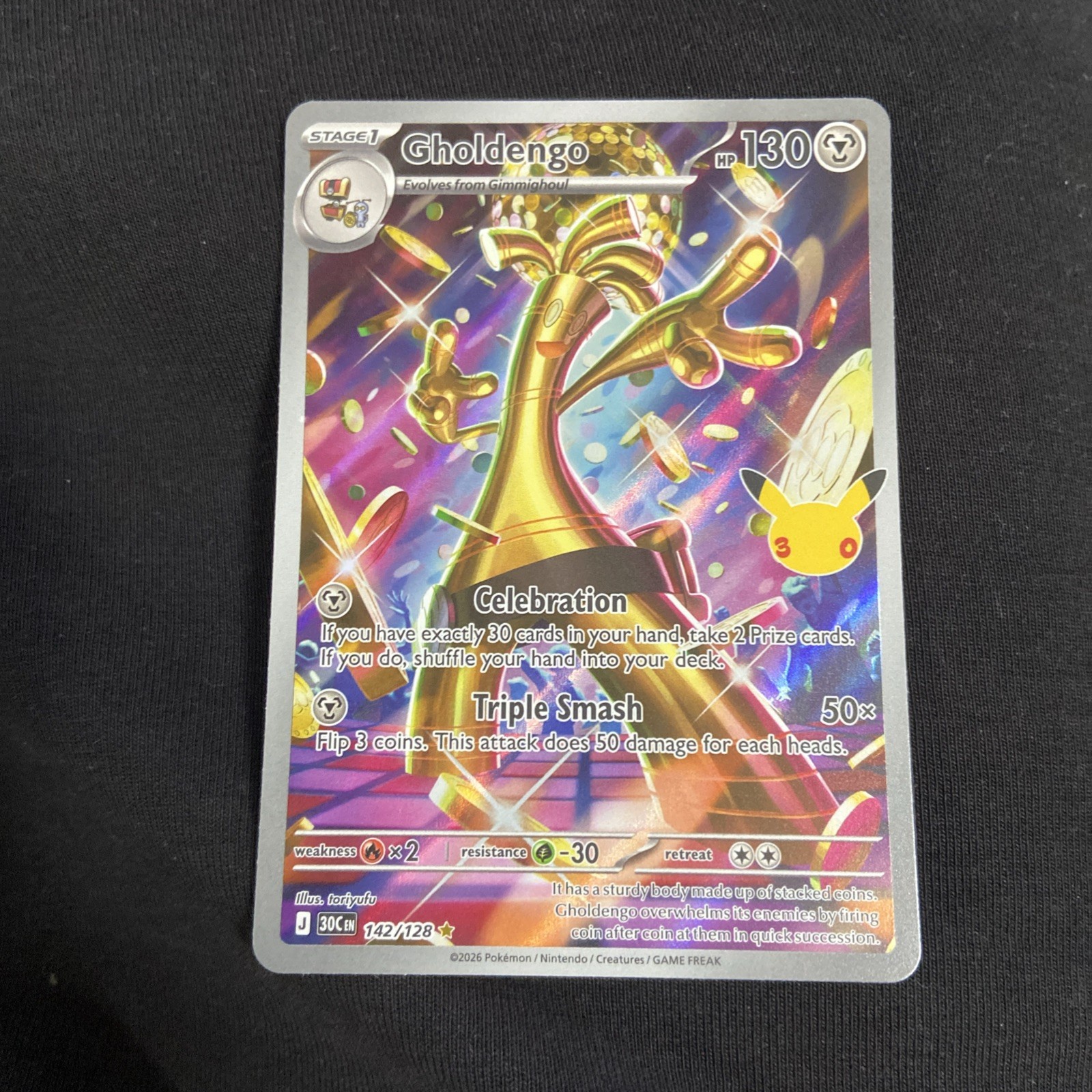 Pokémon 2026 Gholdengo 142/128 30° Anniversario Celebrazione Nuovo con scatola 🔥🔥