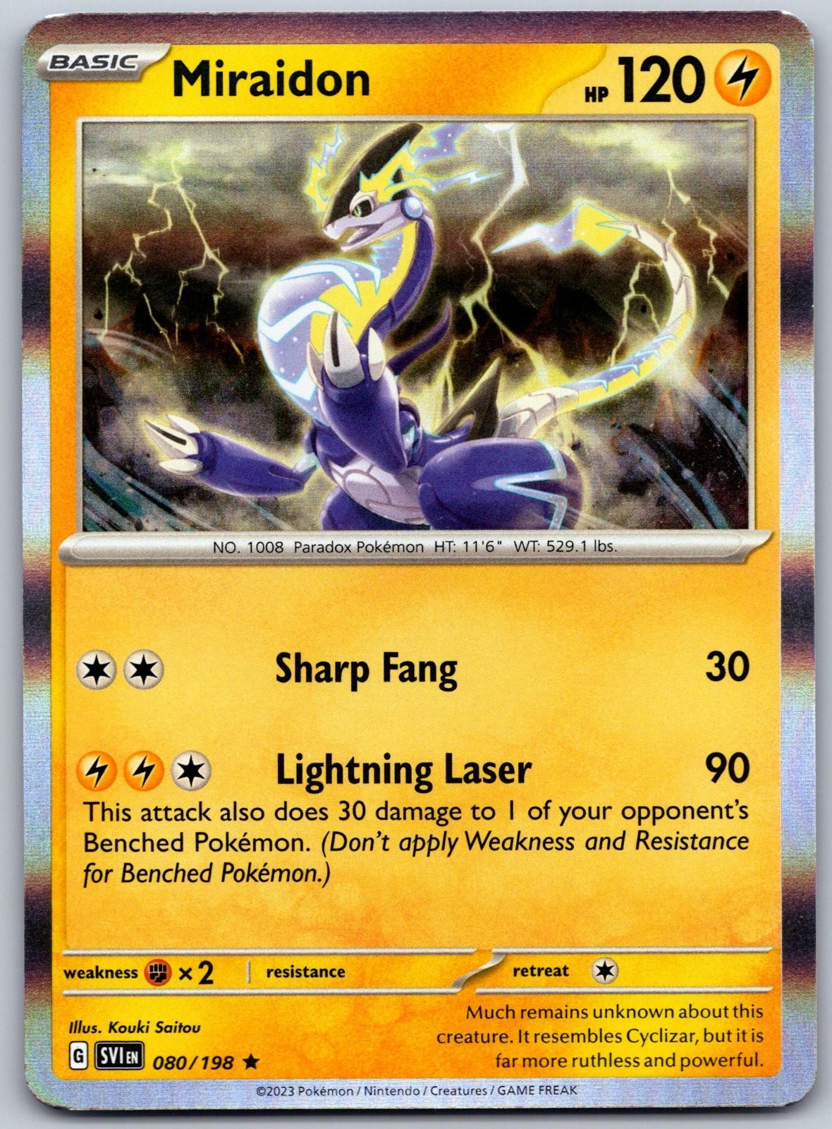 Miraidon 080/198 Raro Pokemon Scarlatto e Viola Holo leggermente giocato