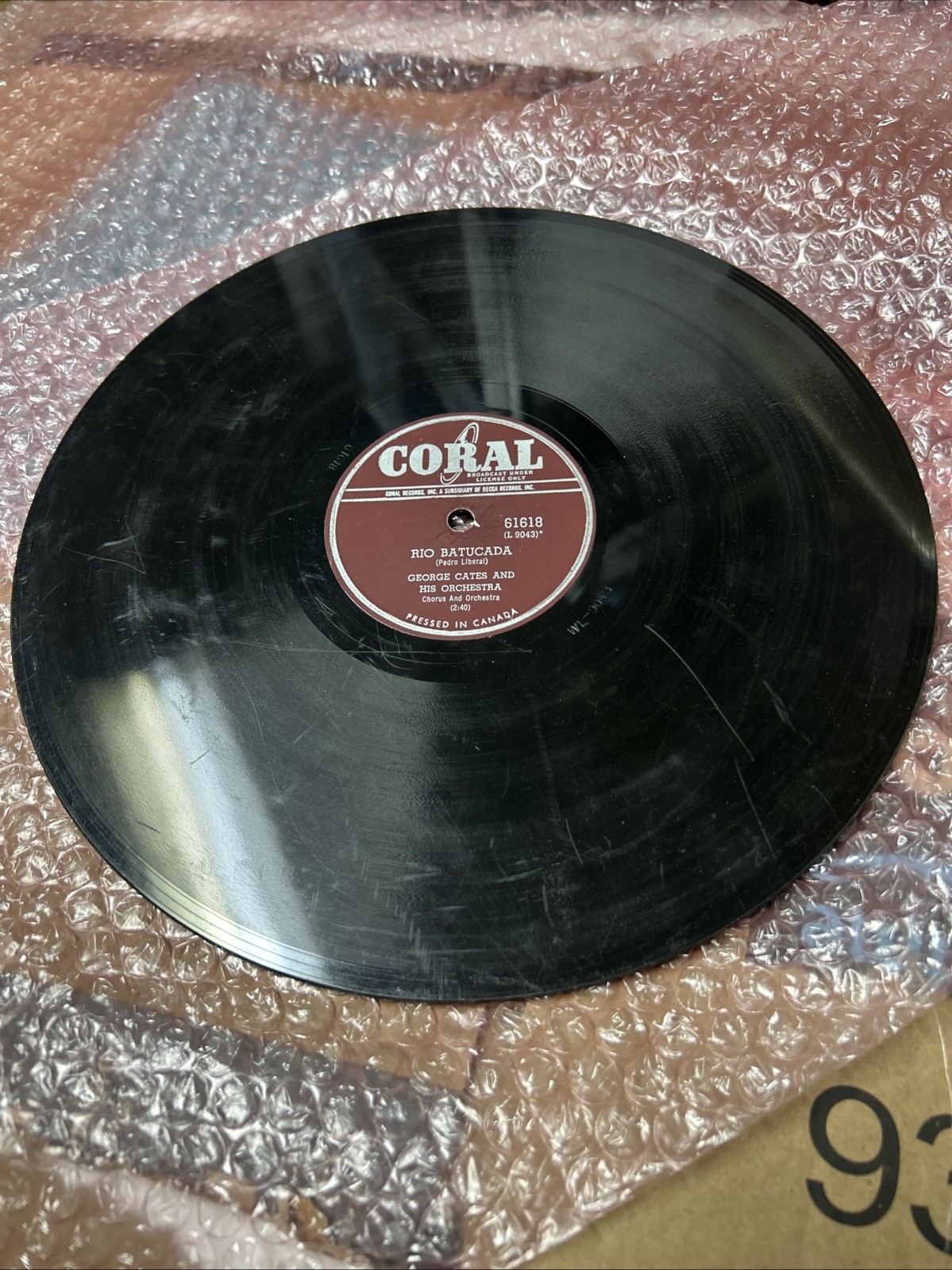 George Cates Moonglow And Theme / Rio Batucada 78 Coral Record