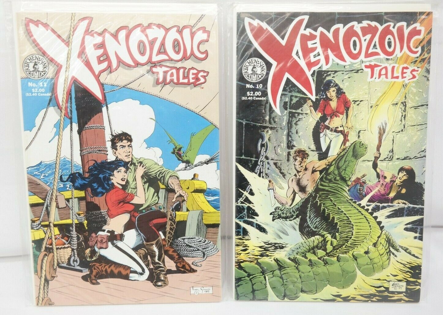 Xenozoic Tales No. 10 & 11 Kitchen Sink Comix Lot of 2  EL