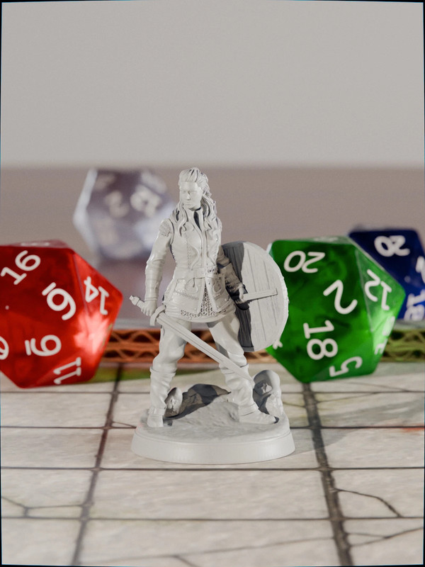 Miniatura 32mm in resina per D&D / GdR – 012 - Umana Paladina – Stampata in 3D