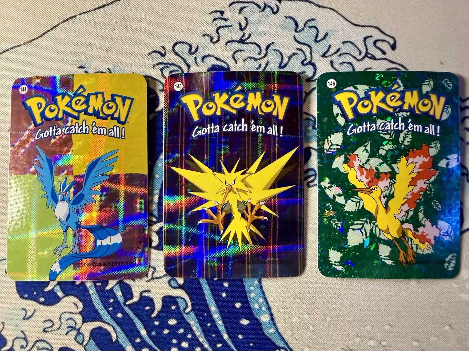 Pokemon Vending Prism Holo Articuno Zapdos Moltres 2000 Vintage Uccellini Leggendari