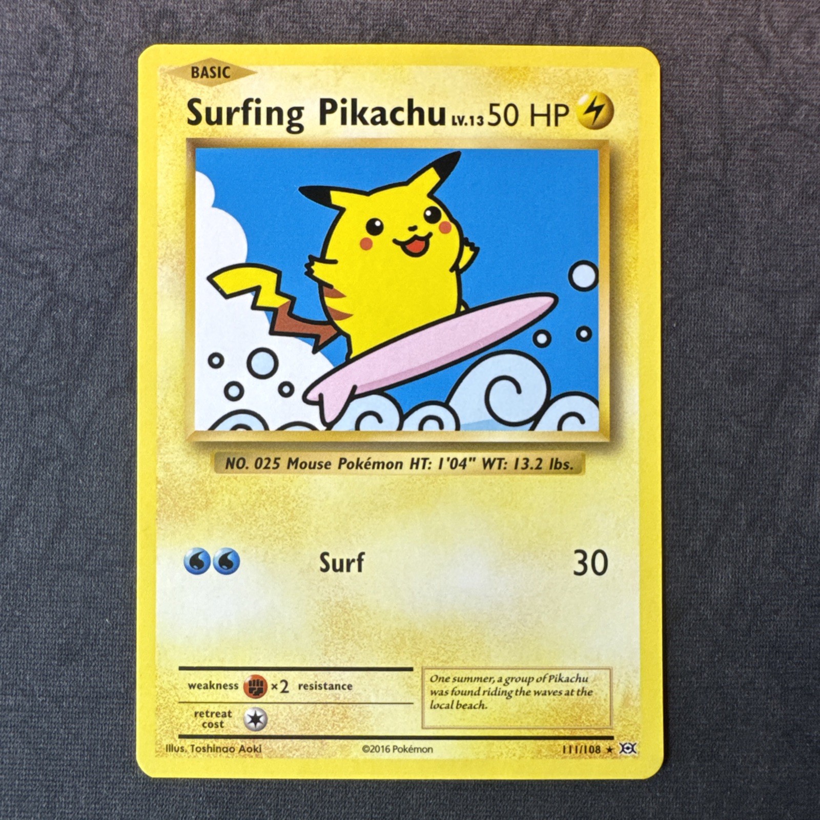 Surfing Pikachu 111/108 Evolutions XY Pokemon