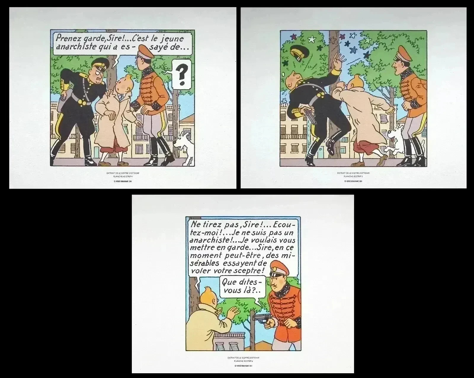 HERGÉ  TINTIN Le sceptre d'Ottokar, 3 LITHOGRAPHIES Ex Libris, 2011