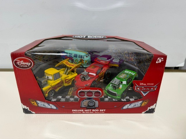 DISNEY STORE PIXAR CARS 5 PACK DIE CAST DELUXE HOT ROD SET HOT RODIN