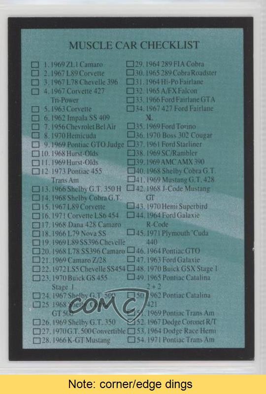 1991 Performance Years Muscle Cards Checklist #102 READ 11pj