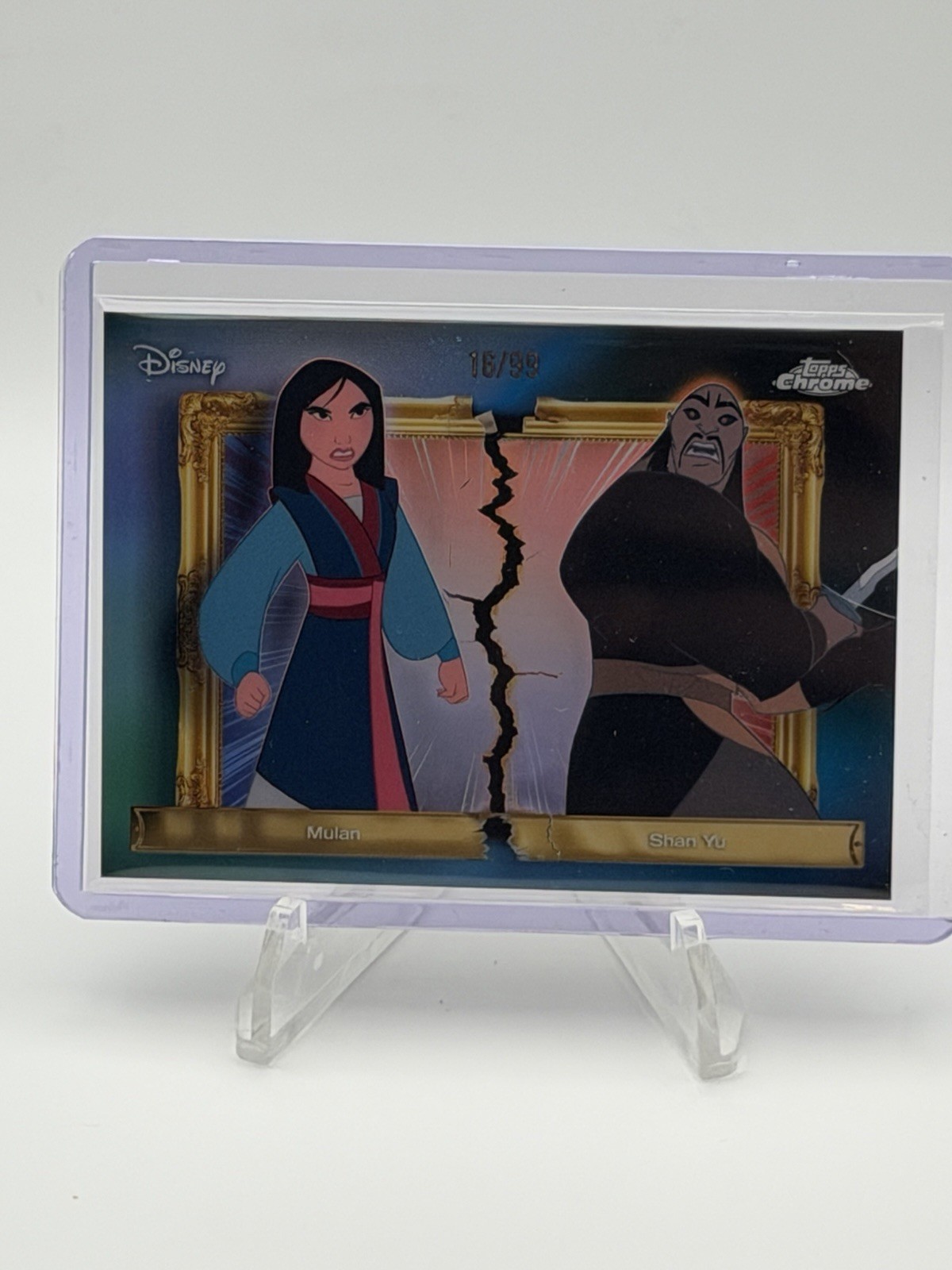 2026 Topps Disney Neon Mulan Shan Yu Famiglia Primi Rivali Blu /99 FFR-30