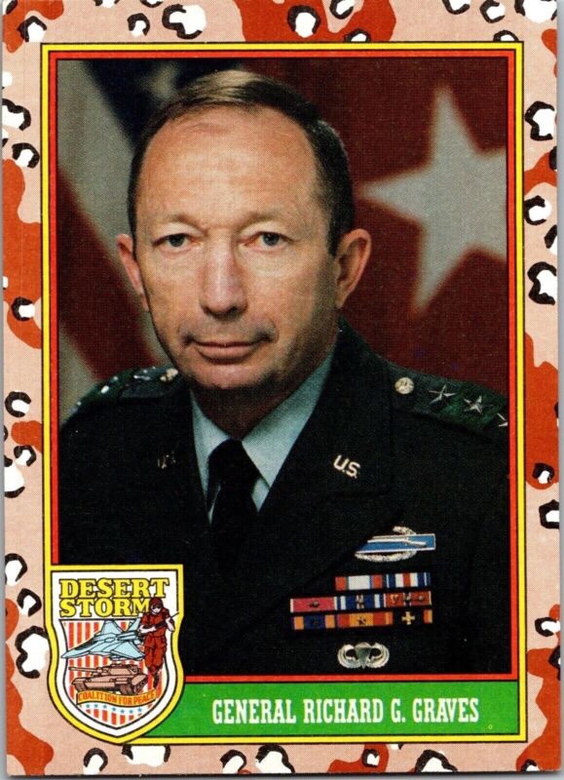 1991 Desert Storm 5 General Richard G. Graves Topps Trading Card TCG CCG