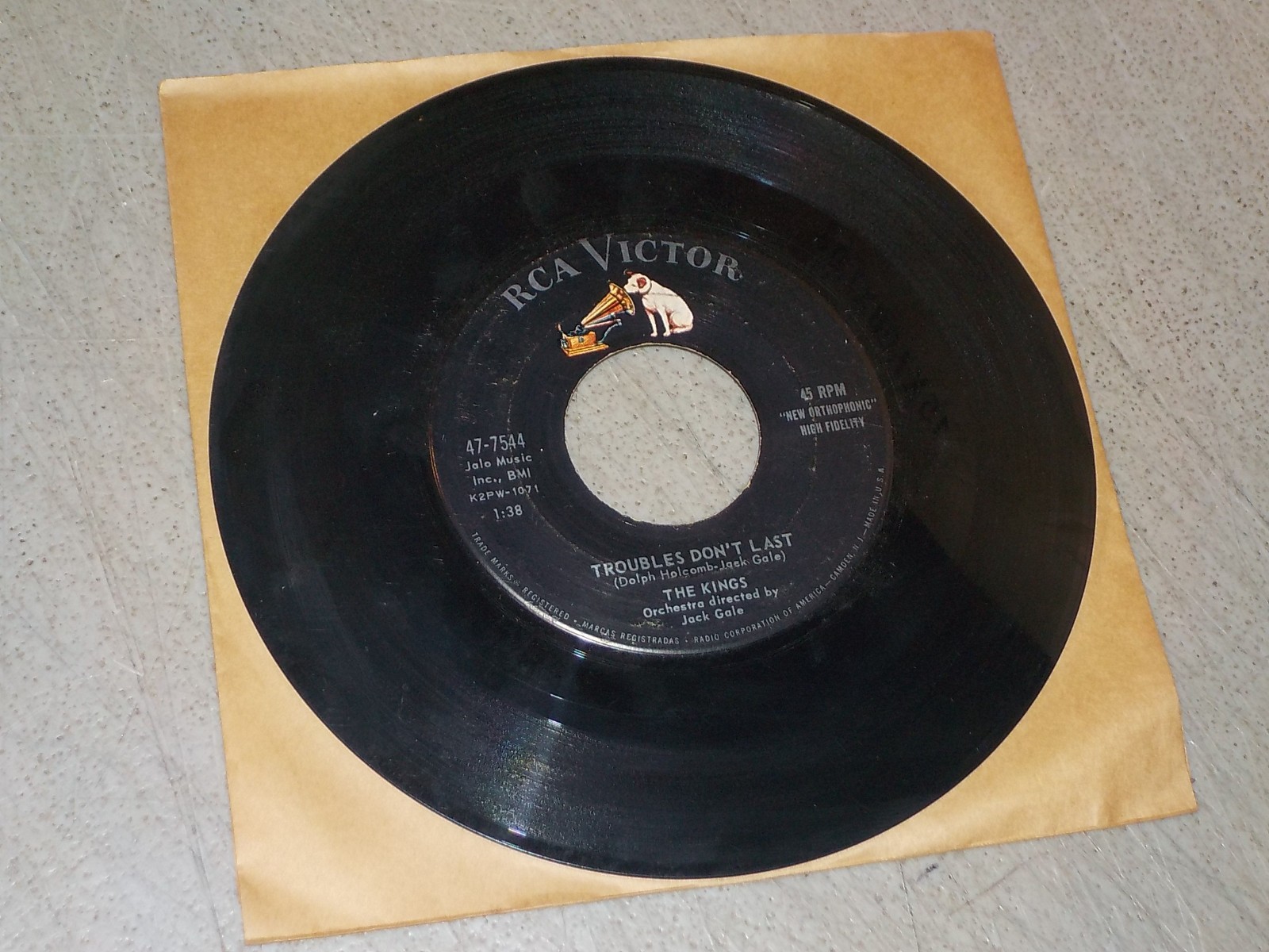 THE KINGS Your Sweet Love/Troubles Don't Last Very Rare Vinyl 45 Record VG+