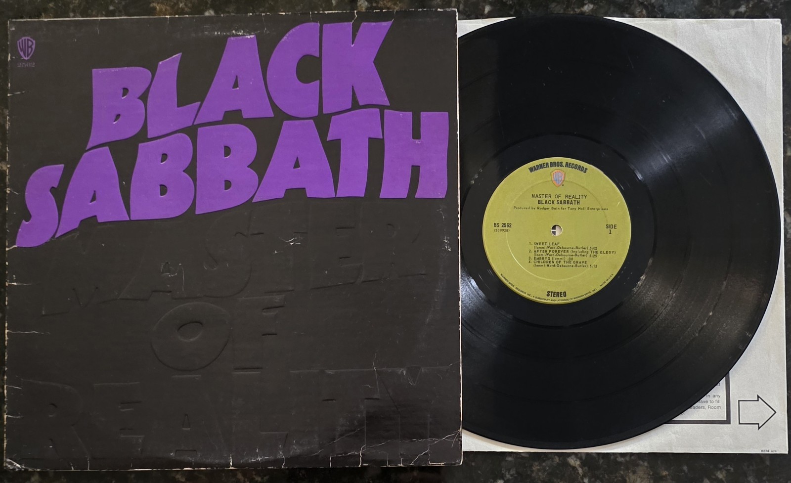 Black Sabbath Master Of Reality 1971 Warner BS-2562 Vinyl LP Vintage Record VG