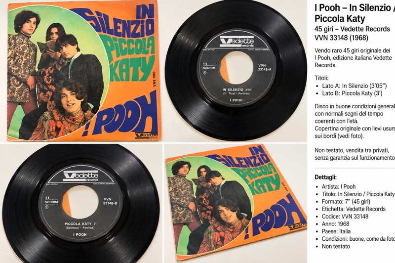 I POOH – In Silenzio / Piccola Katy – 45 giri originale 1968