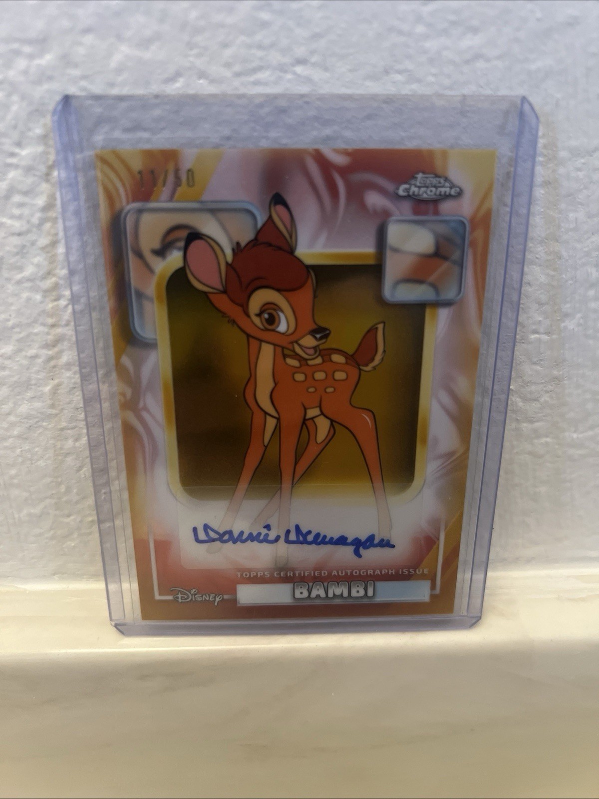 Topps Chrome Disney Bambi Auto Gold Rifrattore /50 Donnie Dunagan