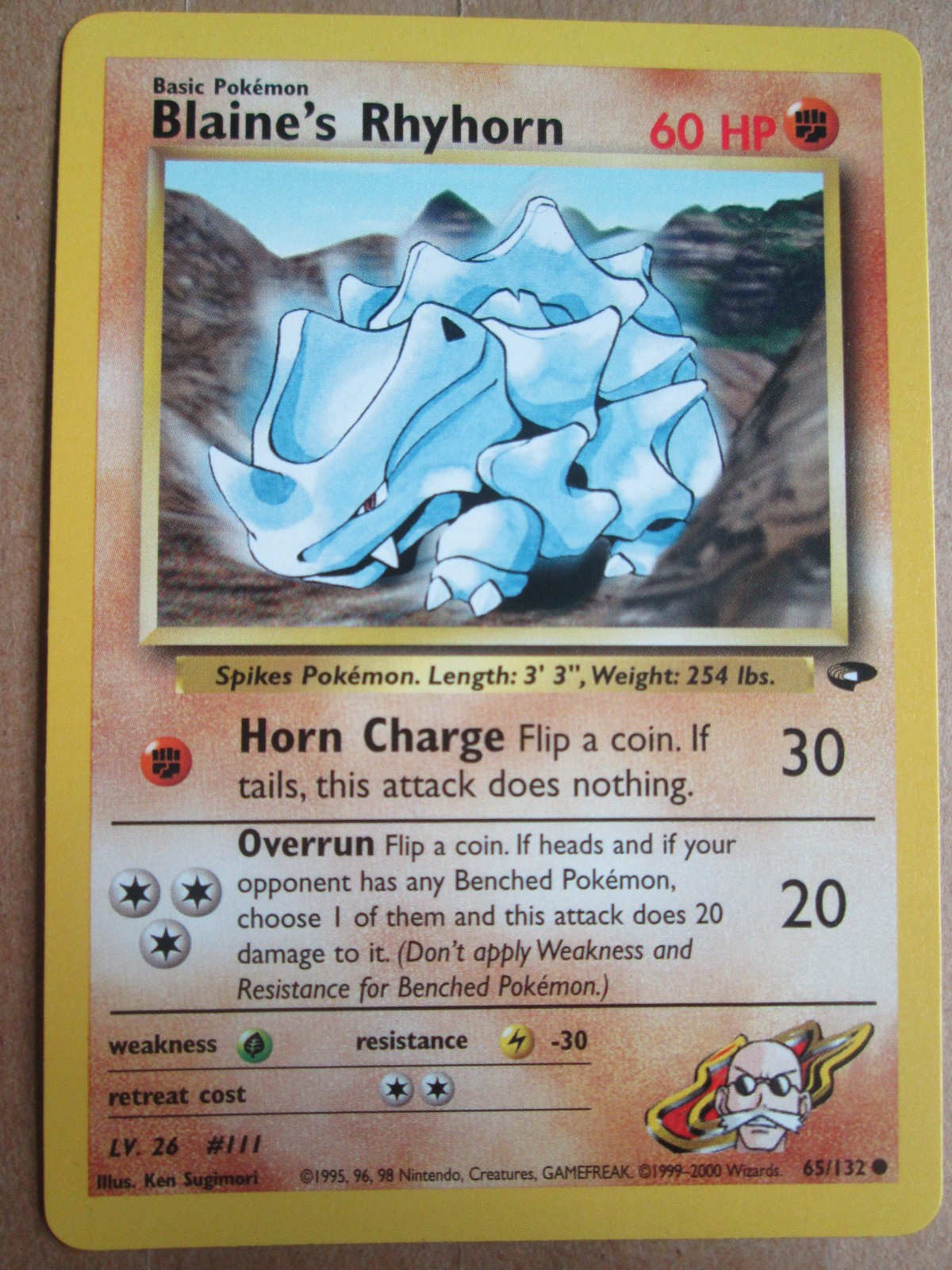 Blaine's Rhyhorn - 65/132 - Comune WOTC TCG - Set Sfida Palestra Carta Pokemon