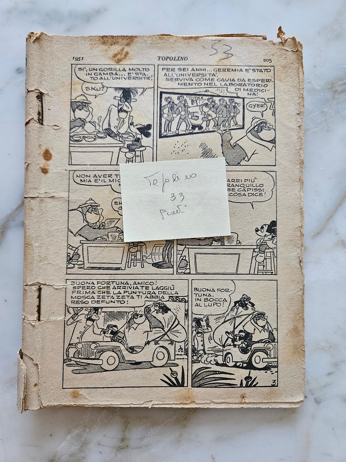 Topolino libretto n.  33 - Si bollino -  mancano pagine - per restauro