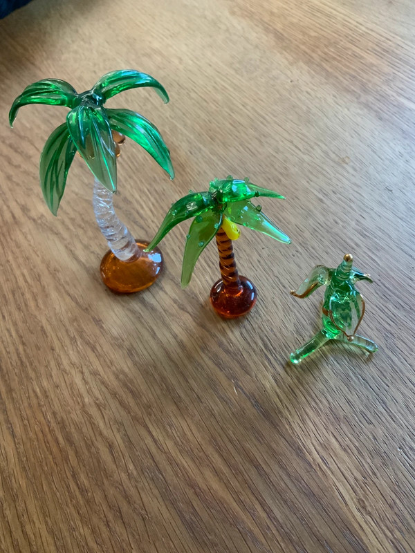 Lote de 3 palmeras miniaturas cristal