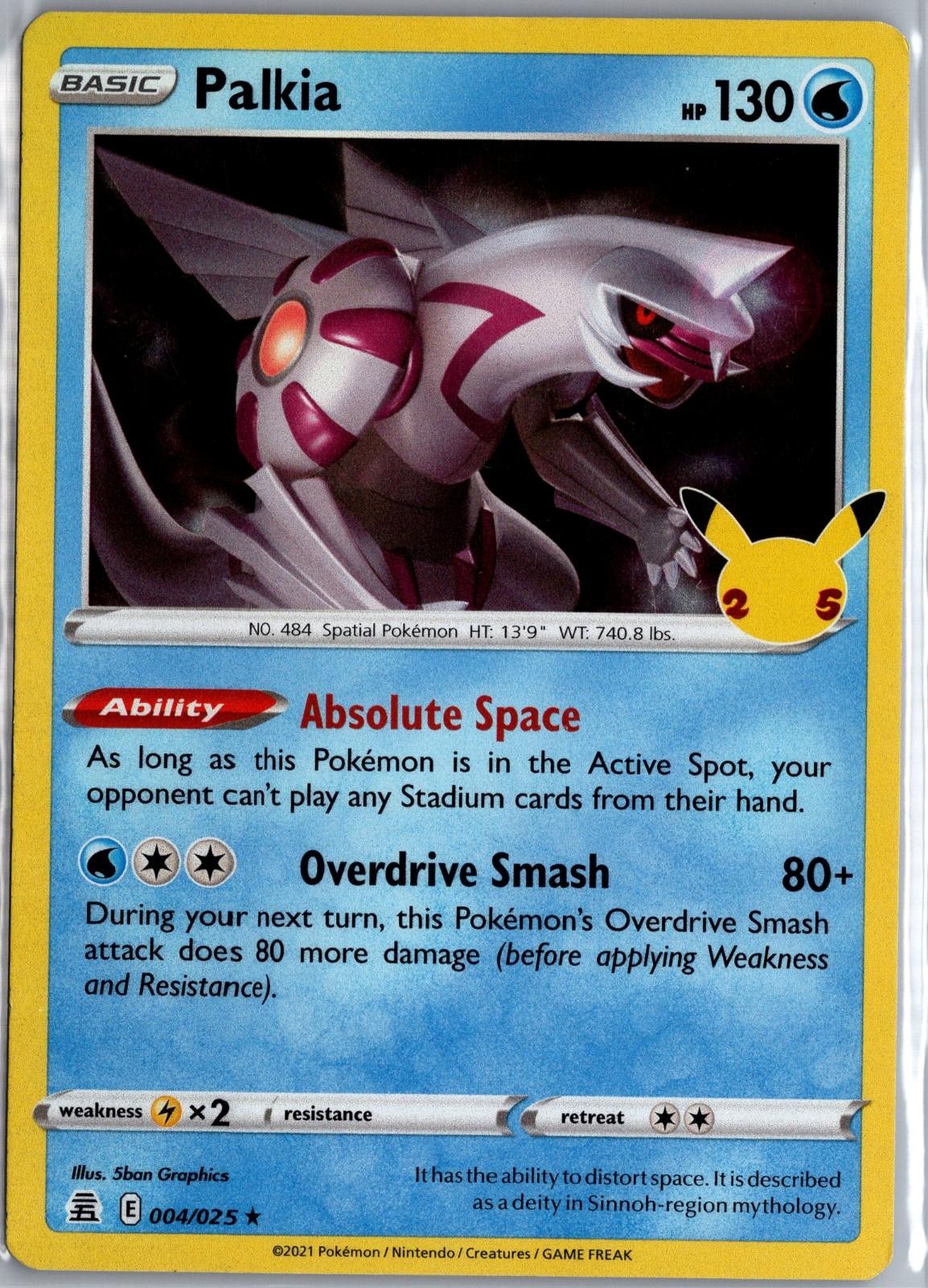 Palkia 004/025 Raro Celebrazioni Pokemon Holo giocato moderatamente