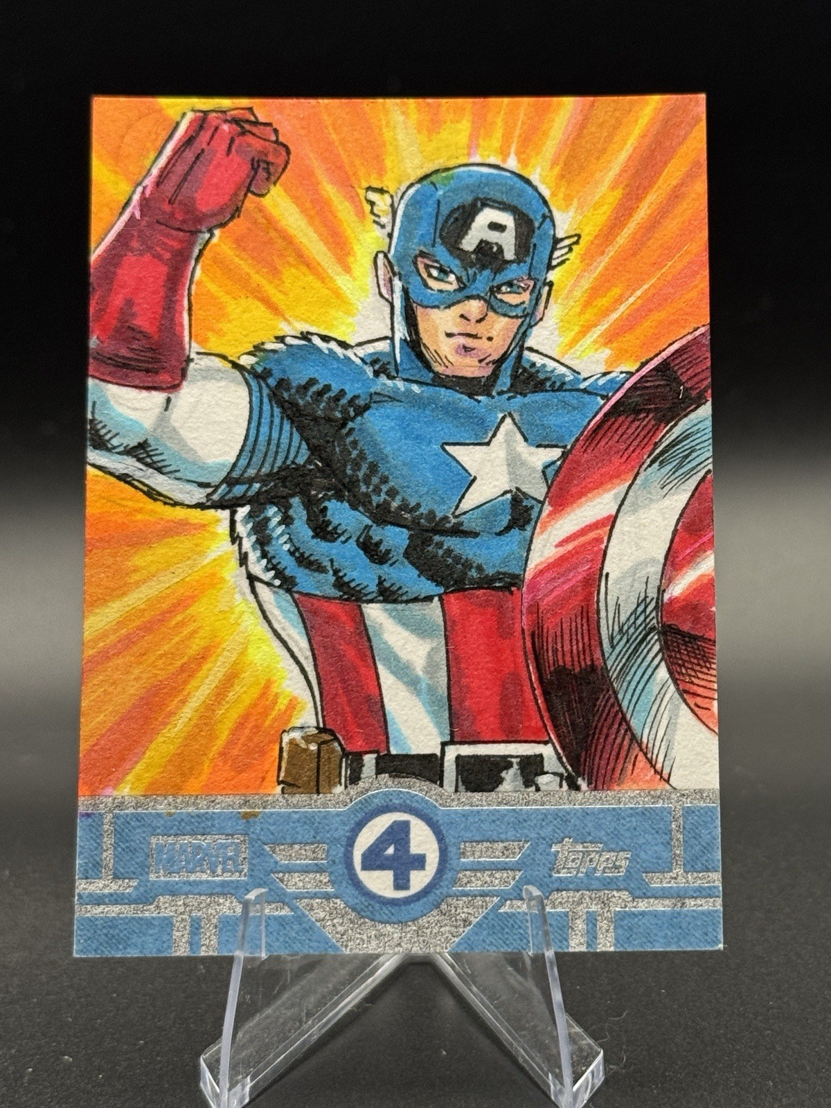 Carta schizzo 2026 Topps Capitan America 1/1. Arte di Sherwin Santiago Artista Auto