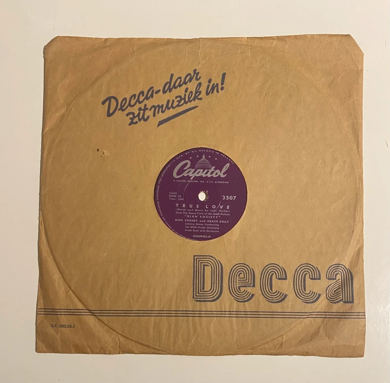 Vinyl 78rpm : Bing Crosby - True Love / Well Did You Evah? 1957 Nederland - G/G