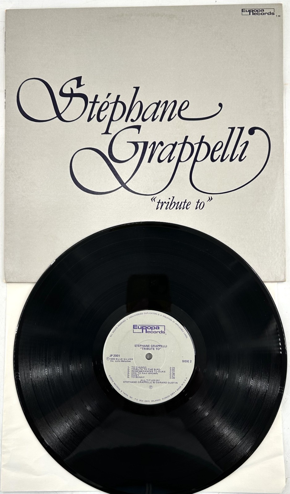 STEPHANE GRAPPELLI LP Tribute to 1980 Europa   vinyl Ex, JP-2001 EX!