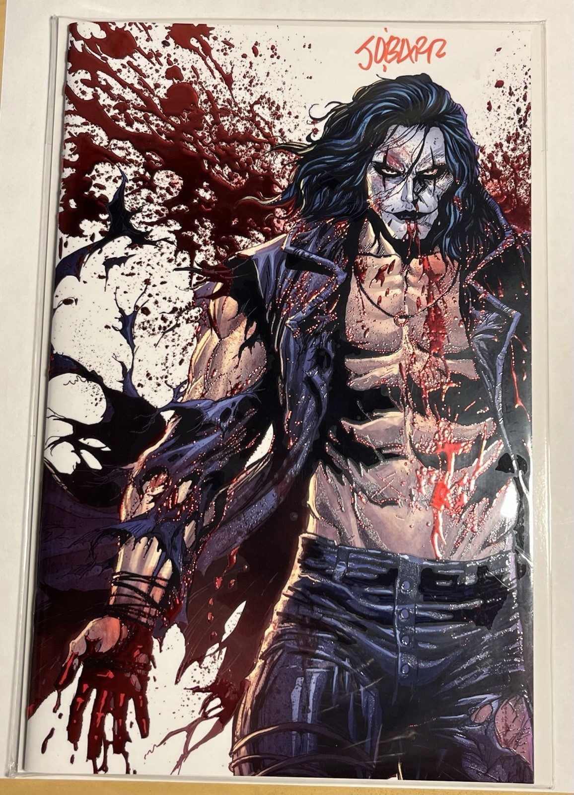 The Crow Megacon Tyler Kirkham variante in lamina goffrata, firmata da James O’Barr