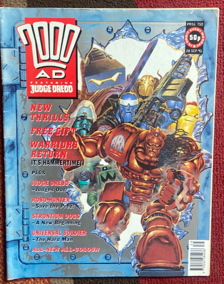2000ad comic/featuring Judge Dredd/28th Sept 1991/750/slight tear on back cover.