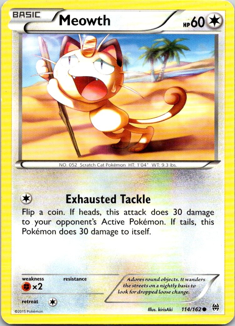 Meowth 114/162 Common BREAKthrough Pokemon Heavily Played
