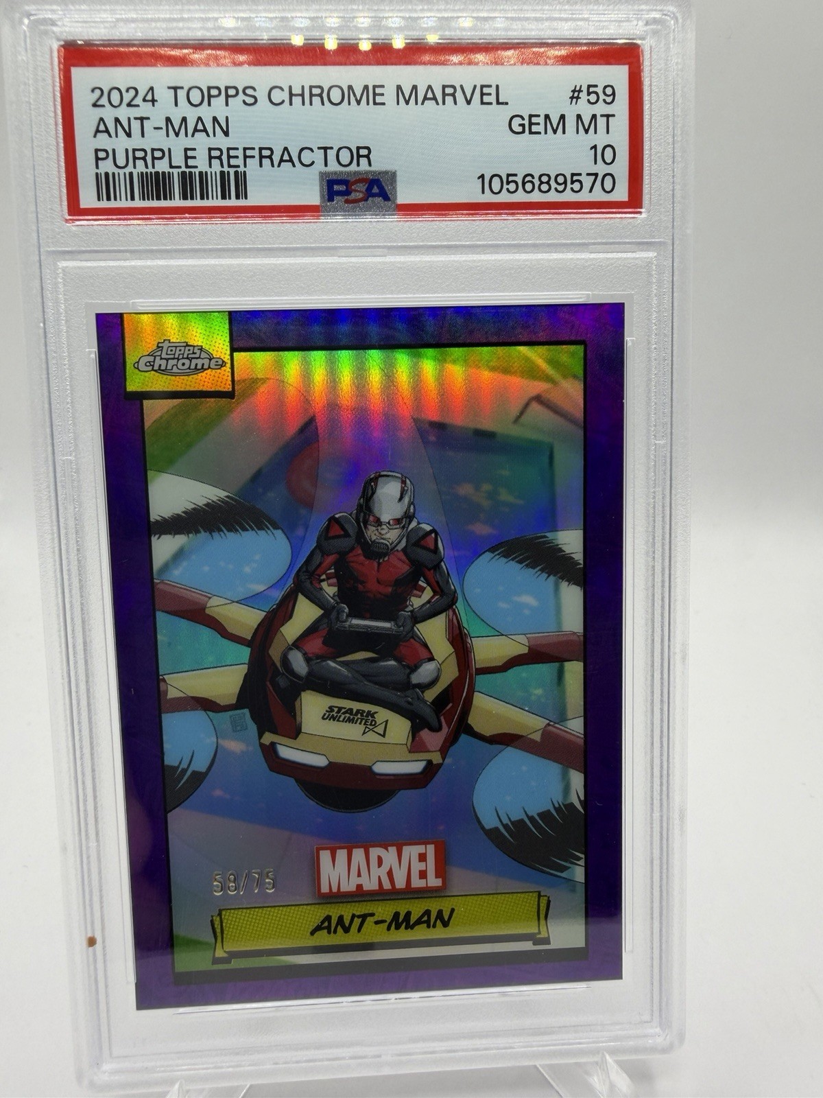 Topps Marvel Chrome 2024 Ant Man /75 Purple PSA 10