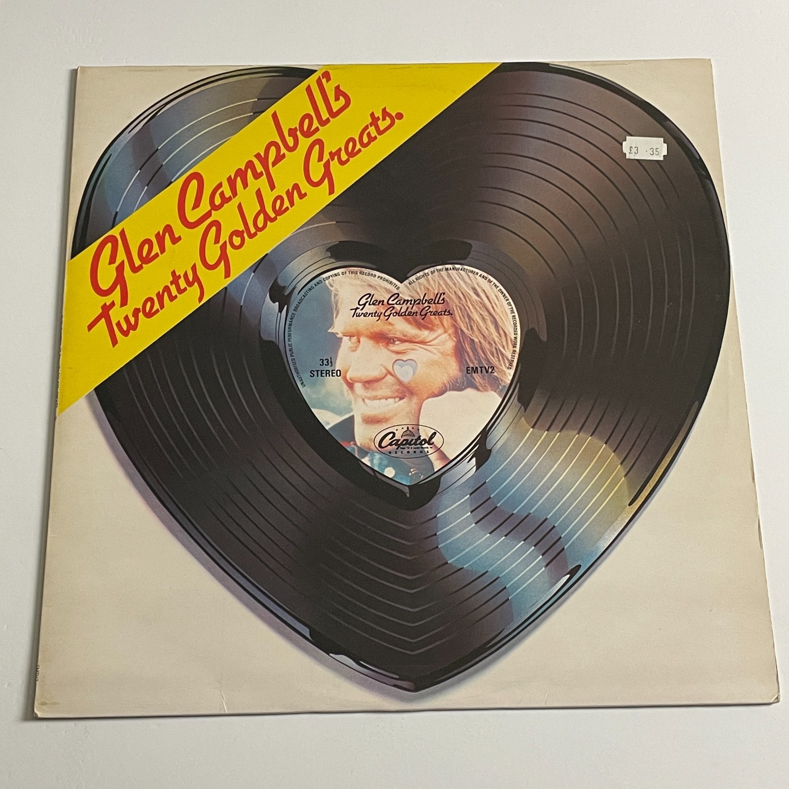 Glen Campbell's Twenty Golden Greats LP Vinyl Record A1/B1 – EMTV 2 EX/VG+