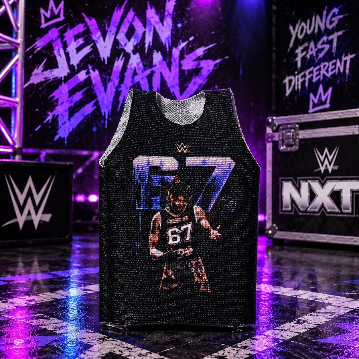 Personalizzato Je'Von Evans WWE Wrestling Figure Shirt Accessorio 67 Bouncy Mattel