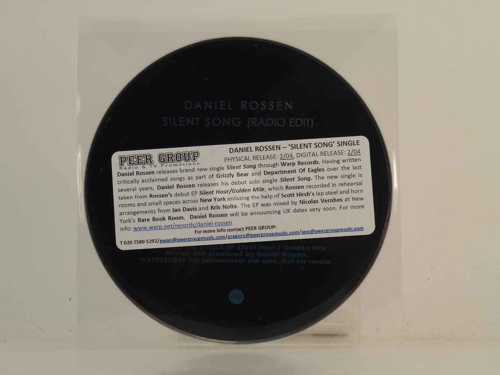 DANIEL ROSSEN SILENT SONG (RADIO EDIT) (H1) 1 Track Promo CD Single including Pl