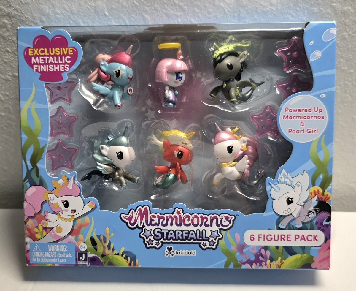 TOKIDOKI MERMICORNS STARFALL SET 6 FIGURE FINITURE METALLICHE NUOVO