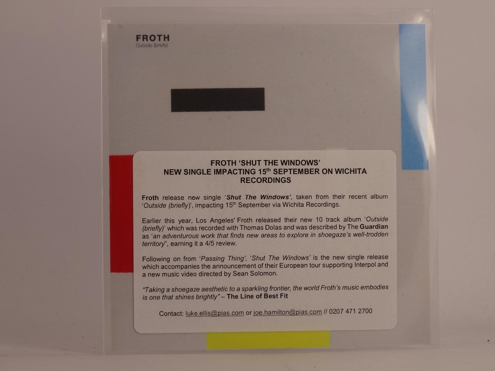 FROTH SHUT THE WINDOWS (F10) 1 Track Promo CD Single including Picture Sleeve WI