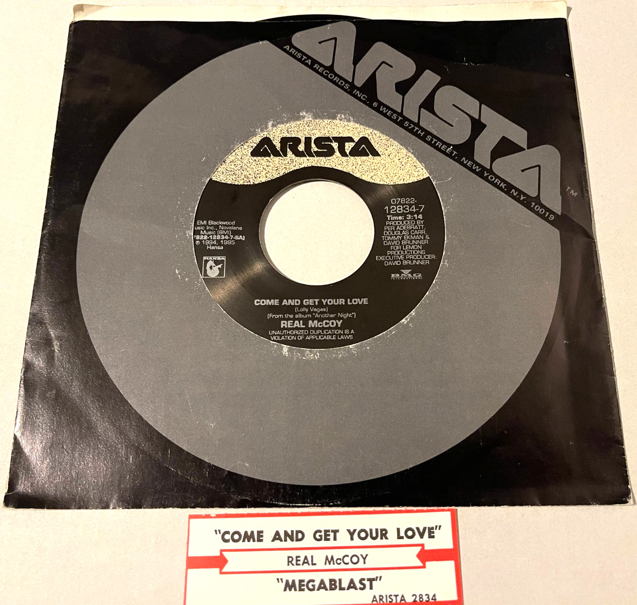 REAL McCOY ~ Come And Get Your Love / Mega-Mix ~ Vinyl 7" 45 ~ Juke Tag~ EX
