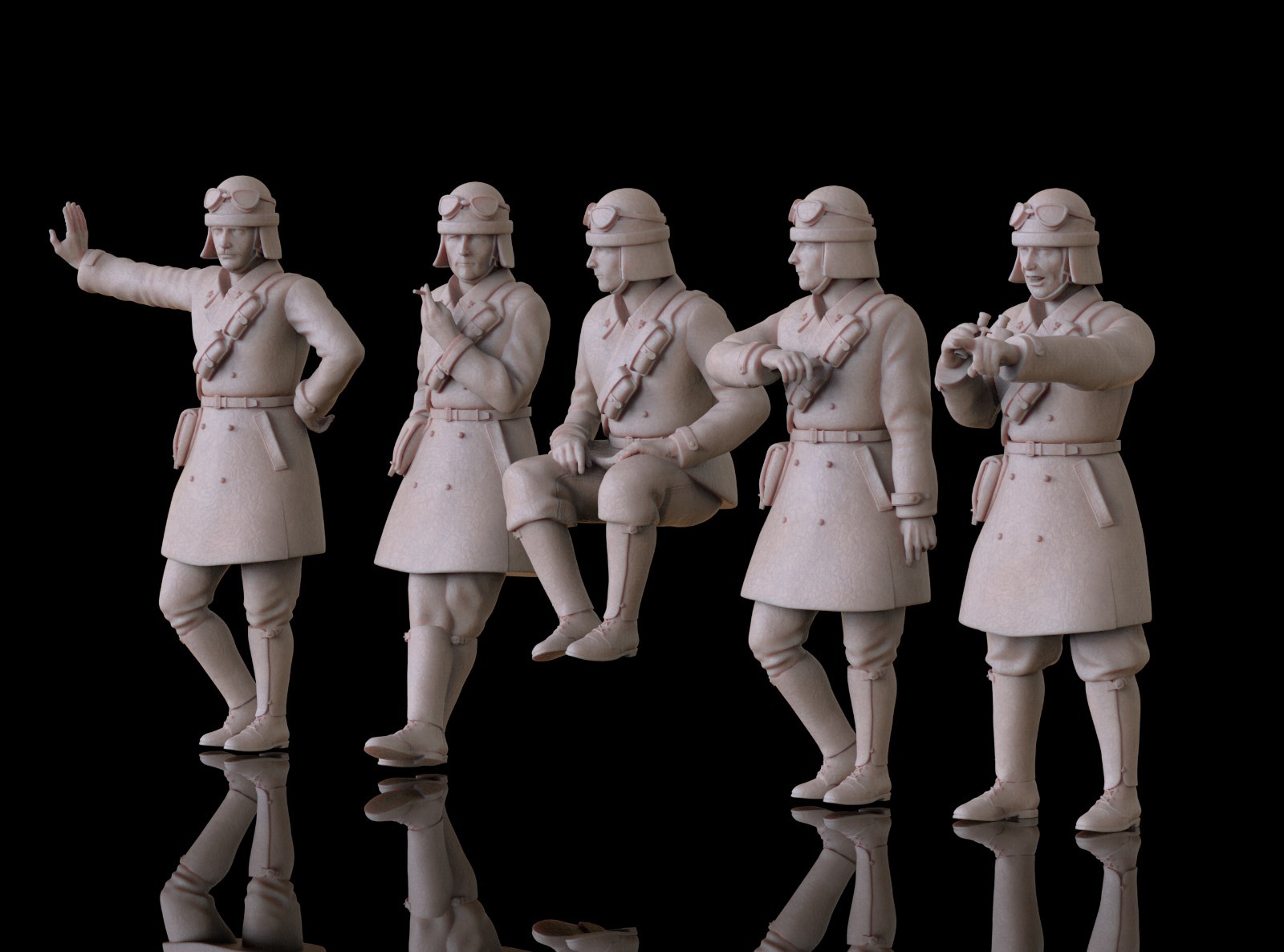 WW2 Figurina Militare Equipaggio Carro Armato Italiano Non Verniciata Stampa 3D Resina Seconda Guerra Mondiale