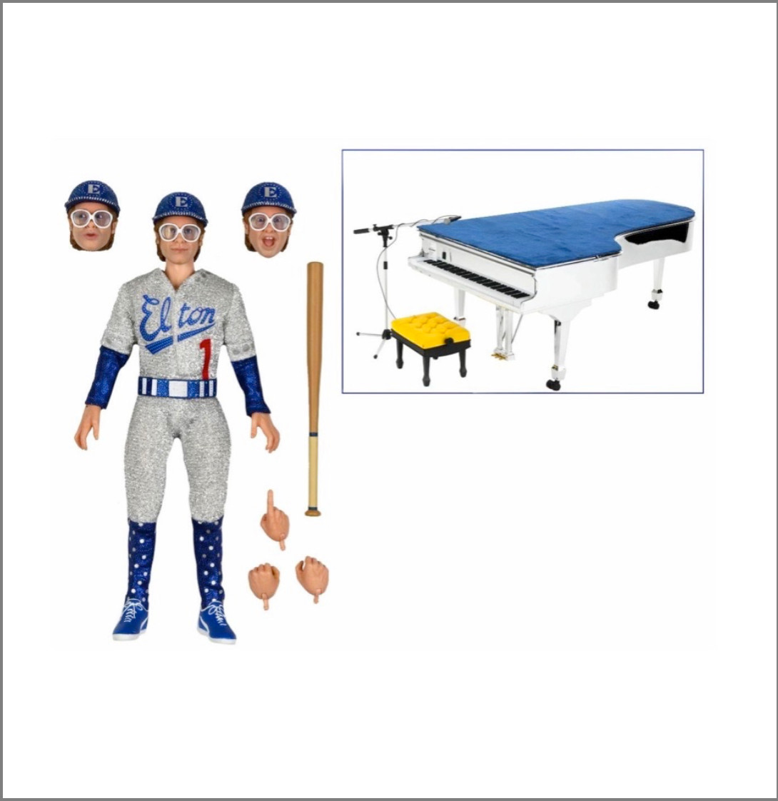 Modellino Neca Elton John Live nel 1975 con pianoforte Deluxe vestito 8"