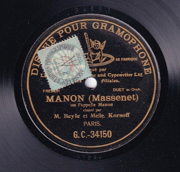 Beyle; Korsoff. Massenet (Manon - On l'appelle Manon). G&T 34150. NM(-)