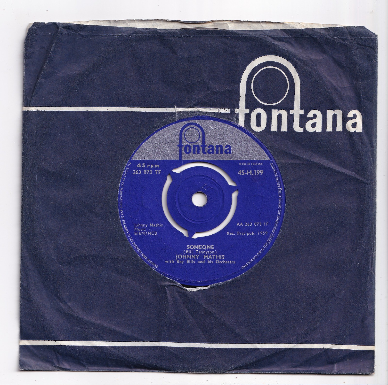 (AV493) Johnny Mathis, Someone - 1959 - 7 inch vinyl