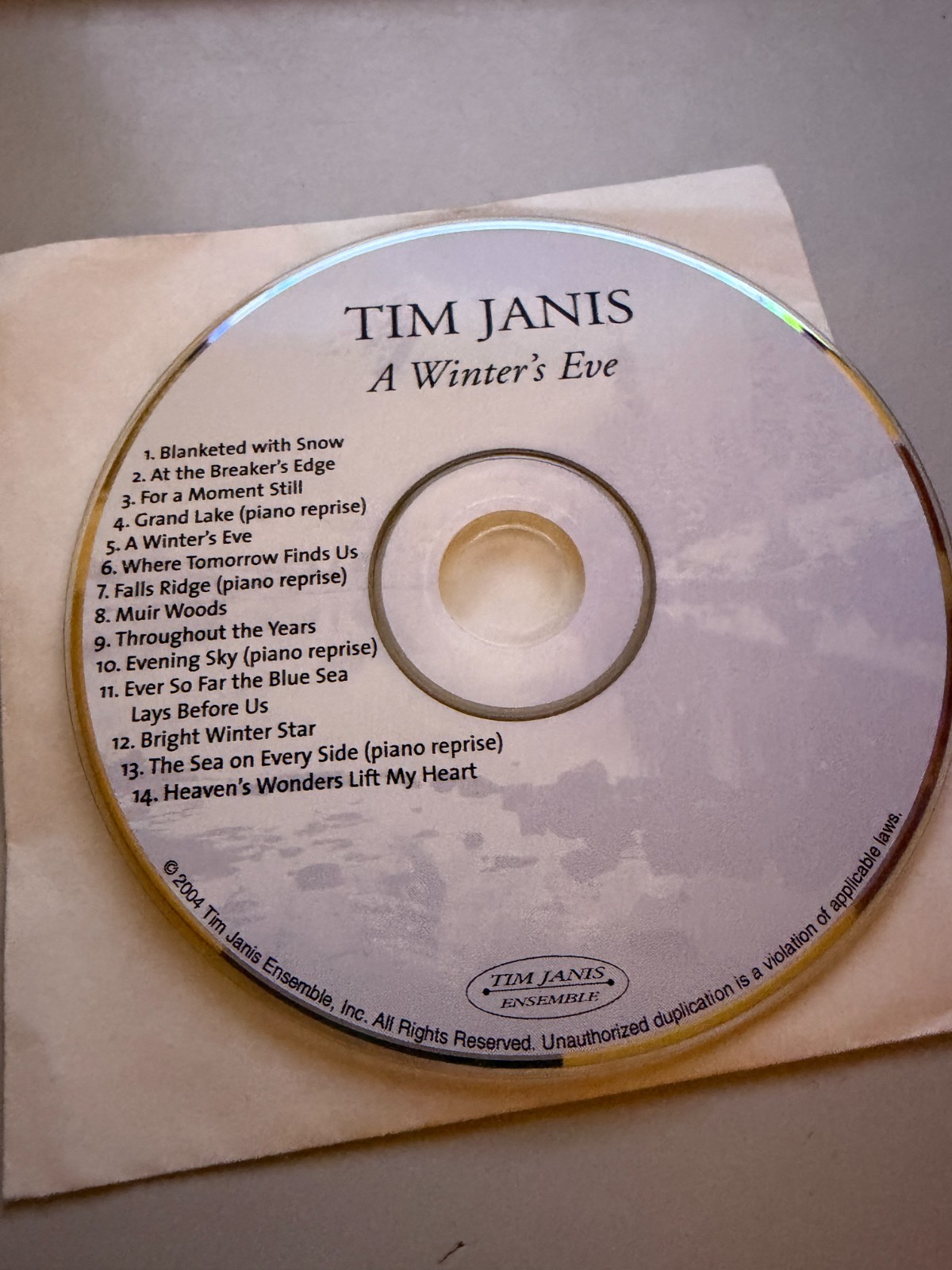 A Winter's Eve by Tim Janis (CD) DISC ONLY