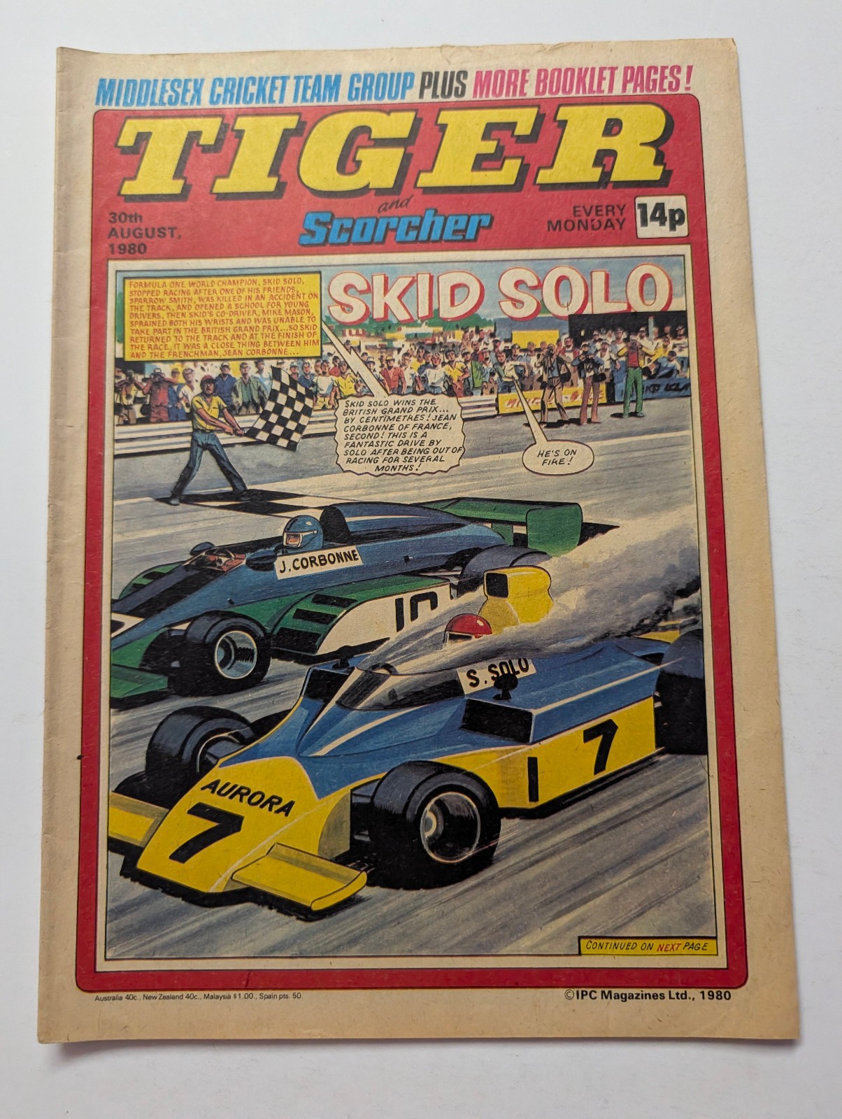 Tiger and Scorcher Comic 30th August 1980, IPC Magazines.