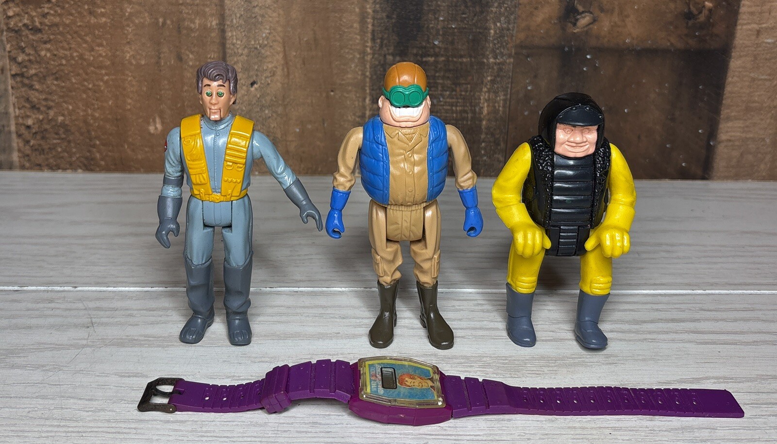 Vtg The Real Ghostbusters Watch plus EEK, Venkman and Air Sickness Figures