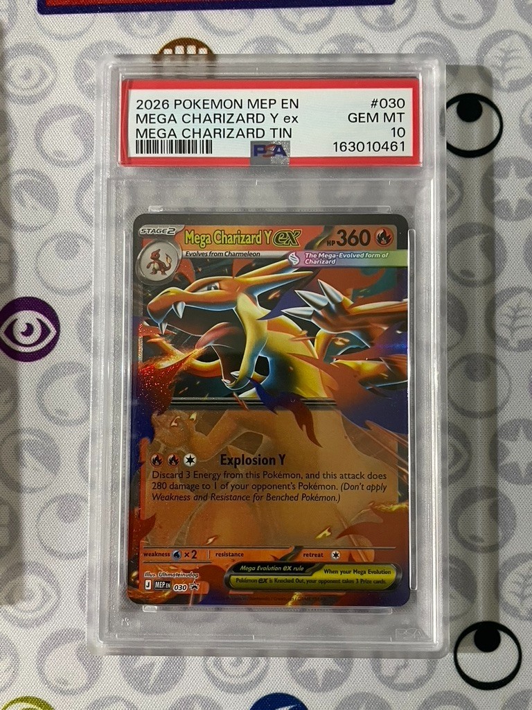 2026 Pokemon Mega Evolution MEP 030 Mega Charizard Y ex Tin Promo PSA 10 GEM!