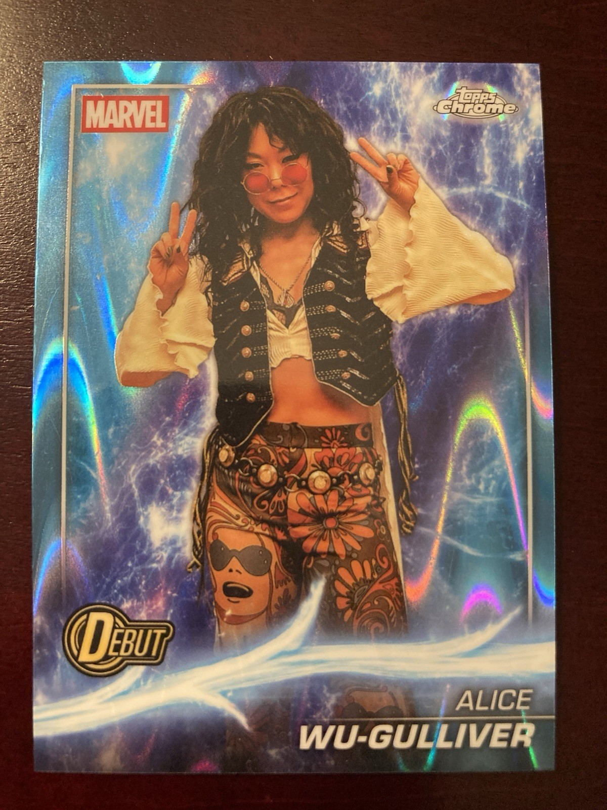 2025 Topps Chrome Marvel Studios Alice Wu-Gulliver #193 Blue Raywave Debut Card