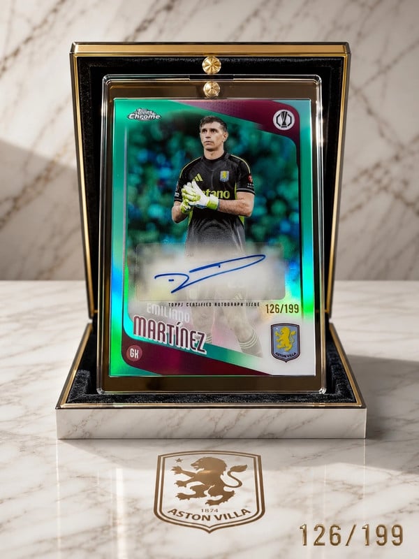 Carta Autografo Emiliano Martínez Topps Chrome 2025/26 numerata su /199