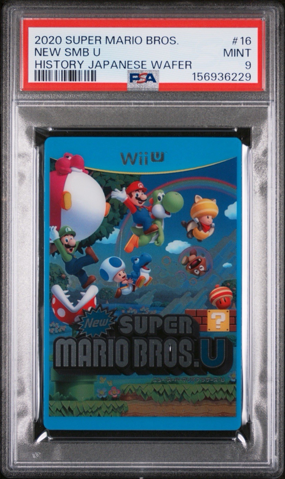 PSA 9 MINT 2020 Super Mario Bros New Wii U #16 Nintendo History wafer giapponese
