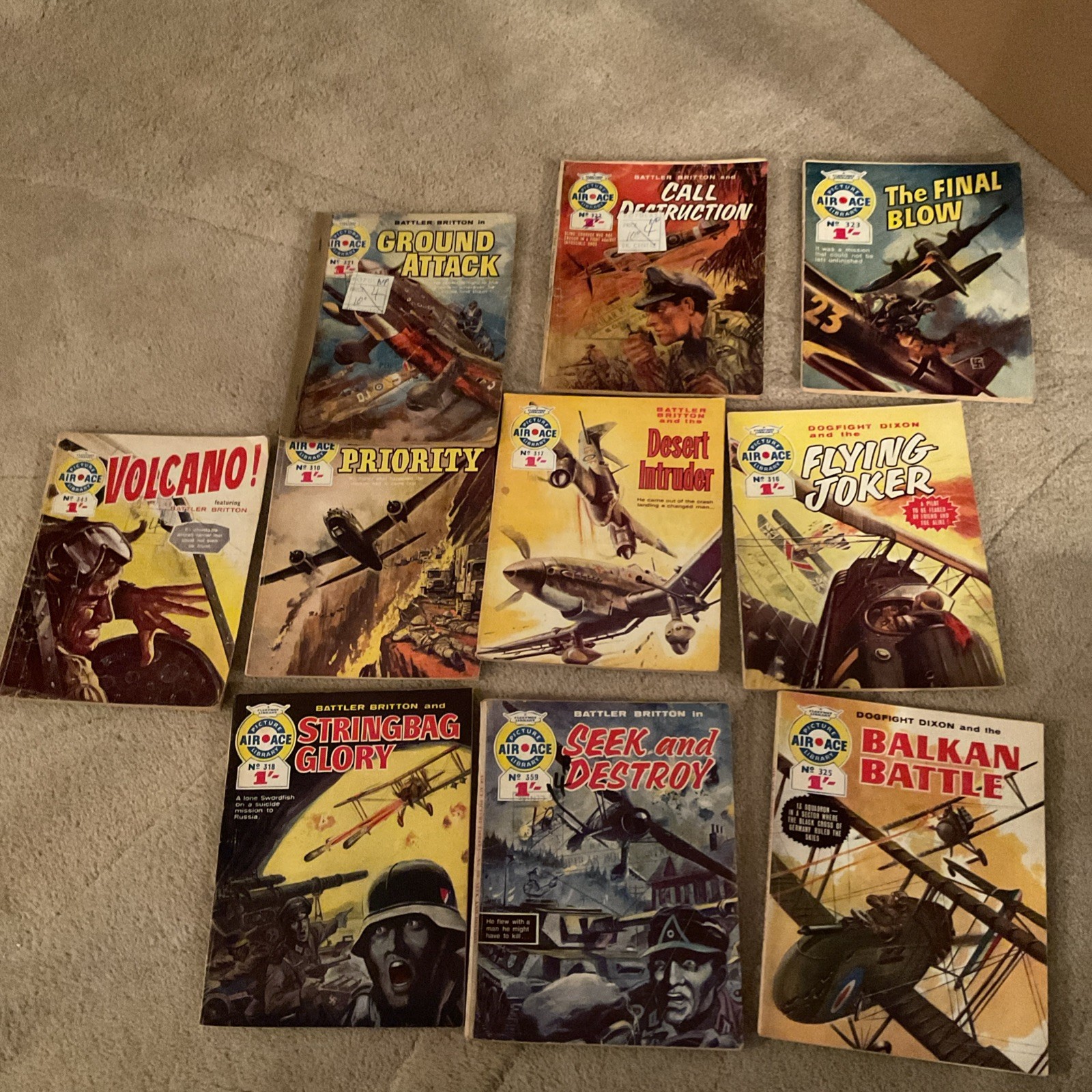 AIR ACE PICTURE LIBRARY - 10 issues from the 300s ( circa 1966/67)