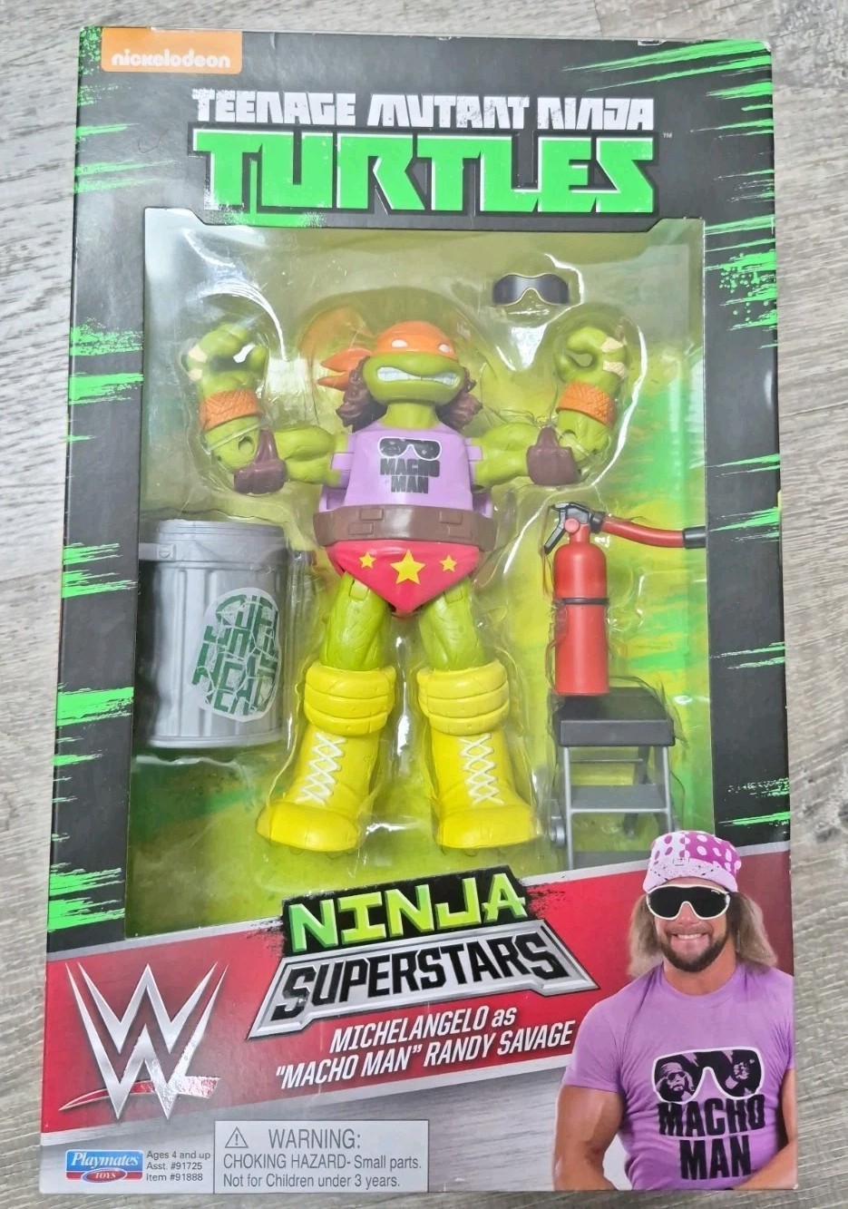 TMNT WWE Ninja Superstars Michelangelo Macho Man Randy Savage Figure WWF NIB